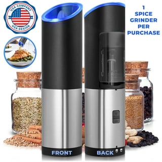 SIMPLETASTE Electric Salt and Pepper Grinder Set, Battery Powered with LED  light, Adjustable Coarseness, Automatic Grinding for Kitchen, ABS Material,  2 Pack, Black 