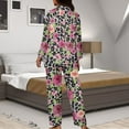 thumbnail image 7 of Kuiaobaty Leopard Rose Print Pajama Set for Women Long Sleeve Womens Sleepwear Button Down NightWear Soft Pj Lounge Sets, Size 3XL, 7 of 7