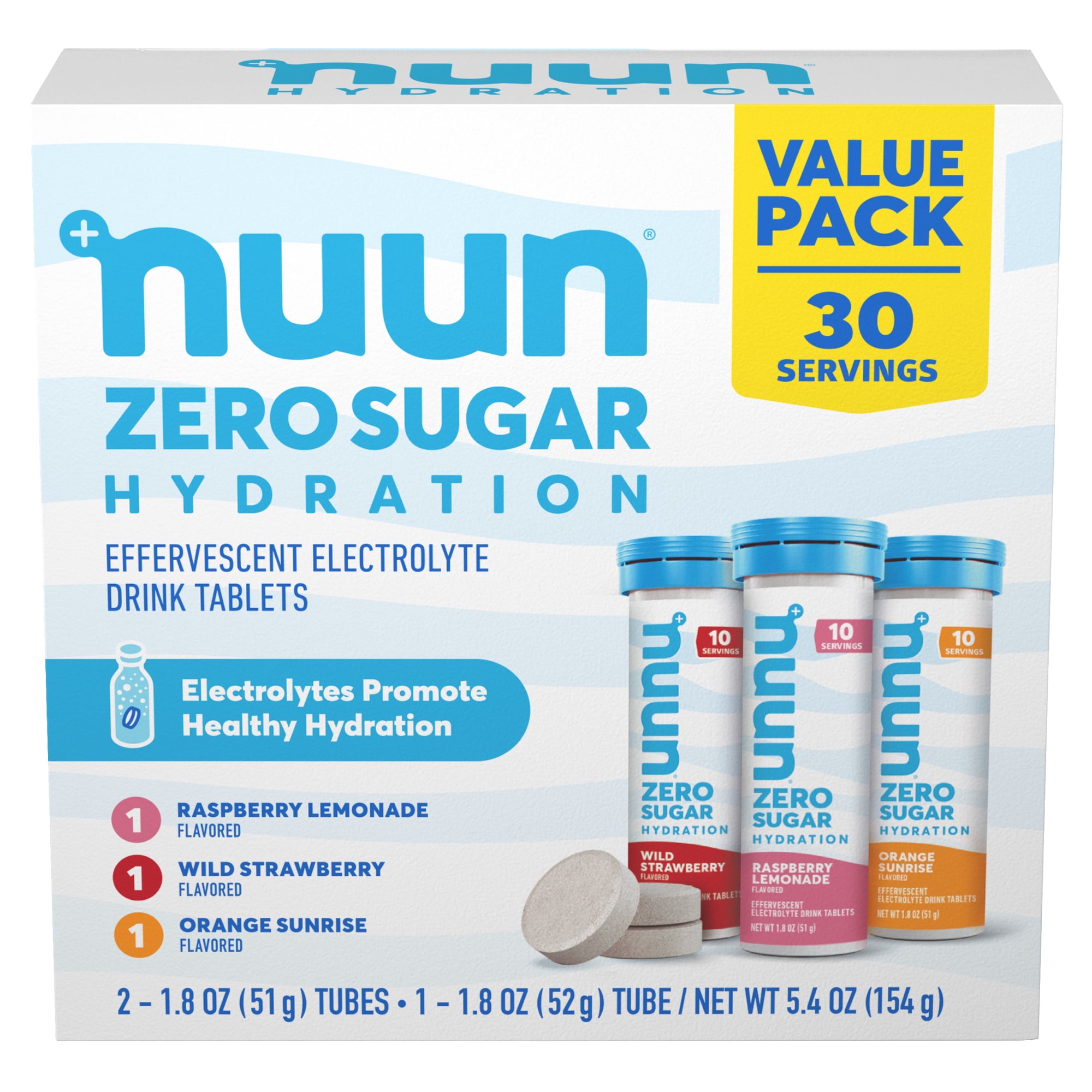 Nuun Zero Sugar Hydration Electrolyte Tablets Mixed Pack - Mixed Flavors - 30 Servings