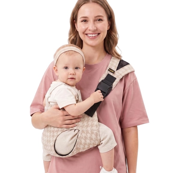 Lujifo Baby Sling Carrier, Cutout Seat Toddler Sling, Khaki Houndstooth, One Size