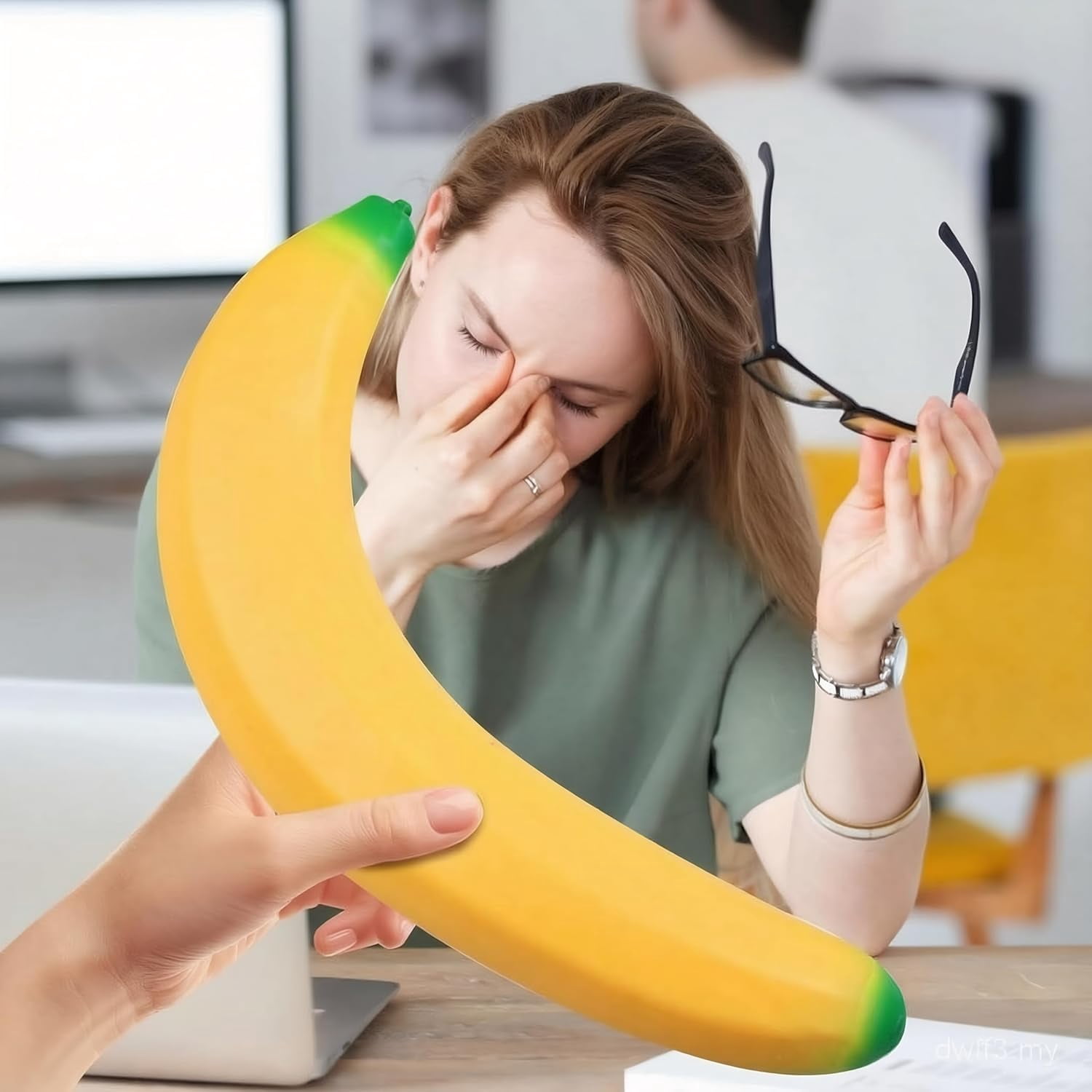 Guvpev 13.8" Sqweezy Jumbo Banana, Giant Big Stress Relief Banana Squishy Toys, Funny Realistic Desk Accessory, Super Stretchy Sensory Stress Ball, Focus & Relaxation