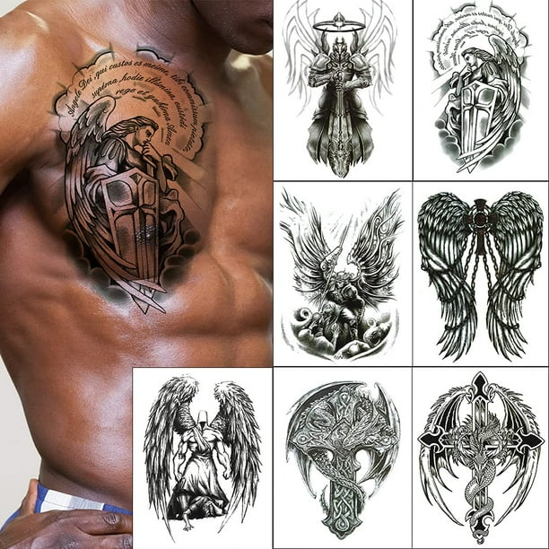 Temporary Tattoos for Men Waterproof Large Tattoos Stickers Cross God of  War Knight pterosaur Warrior Wing Back Chest Shoulders arm Body Art  Removable (Pattern 1) - Walmart.ca