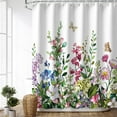 thumbnail image 2 of Floral Shower Curtain Flower Shower Curtain for Bathroom Colorful Plant Botanical Wildflower Flowered Shower Curtains with 12 Hooks Decorative Fabric Leaf Greenery, 72" W x 72" H, 2 of 6