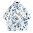 thumbnail image 4 of Yaoyar Men's Vibrant Hawaiian Print Short Sleeve Camp Collar Shirt Breathable Lightweight Summer Vacation Tee, 4 of 5