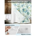 thumbnail image 3 of No Hook Cloth Fabric Shower Curtain with Snap in Liner, Teal Blue Flower Waterproof Shower Curtains Set with See Through Top Window, Abstract Garden Botanical Leaves Bath Curtains Shower 72"x72", 3 of 6