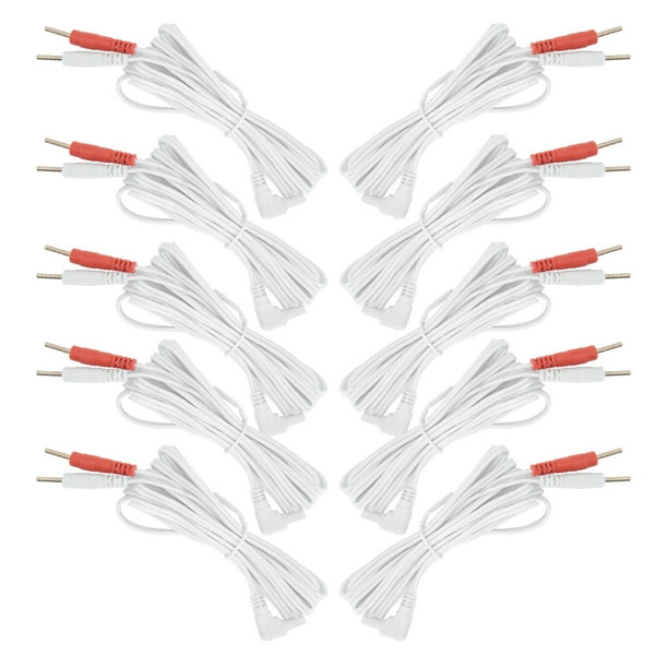 Cables conductores de electrodos tipo pin, 10 piezas/bolsa, cable TENS de 2,35 mm, cable conductor de electrodos, uso conveniente