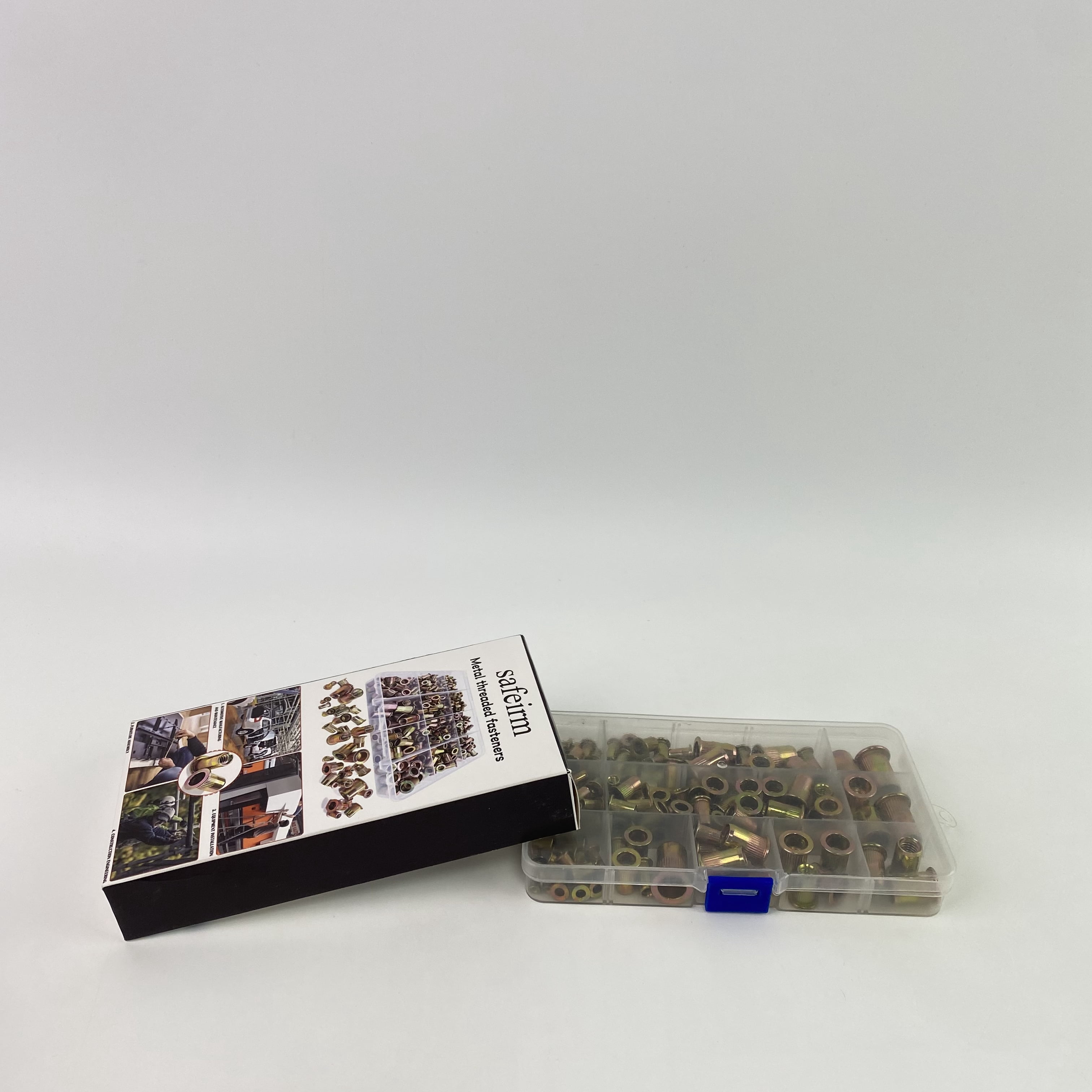safeirm Metal threaded fasteners,Rivet Nut Kit, 470Pcs SAE & Metric UNC Rivet Nut, Zinc Plated Carbon Steel Rivnut Threaded Inserts Assortment Set Nutserts, Sizes 6-32 8-32