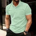 thumbnail image 2 of ENCCRWIN Men's Casual Short Sleeve Golf Polo Shirts Solid Cotton with Pocket for Golf Course Outdoor Sports Summer Breathable,Light Green 2XL, 2 of 5