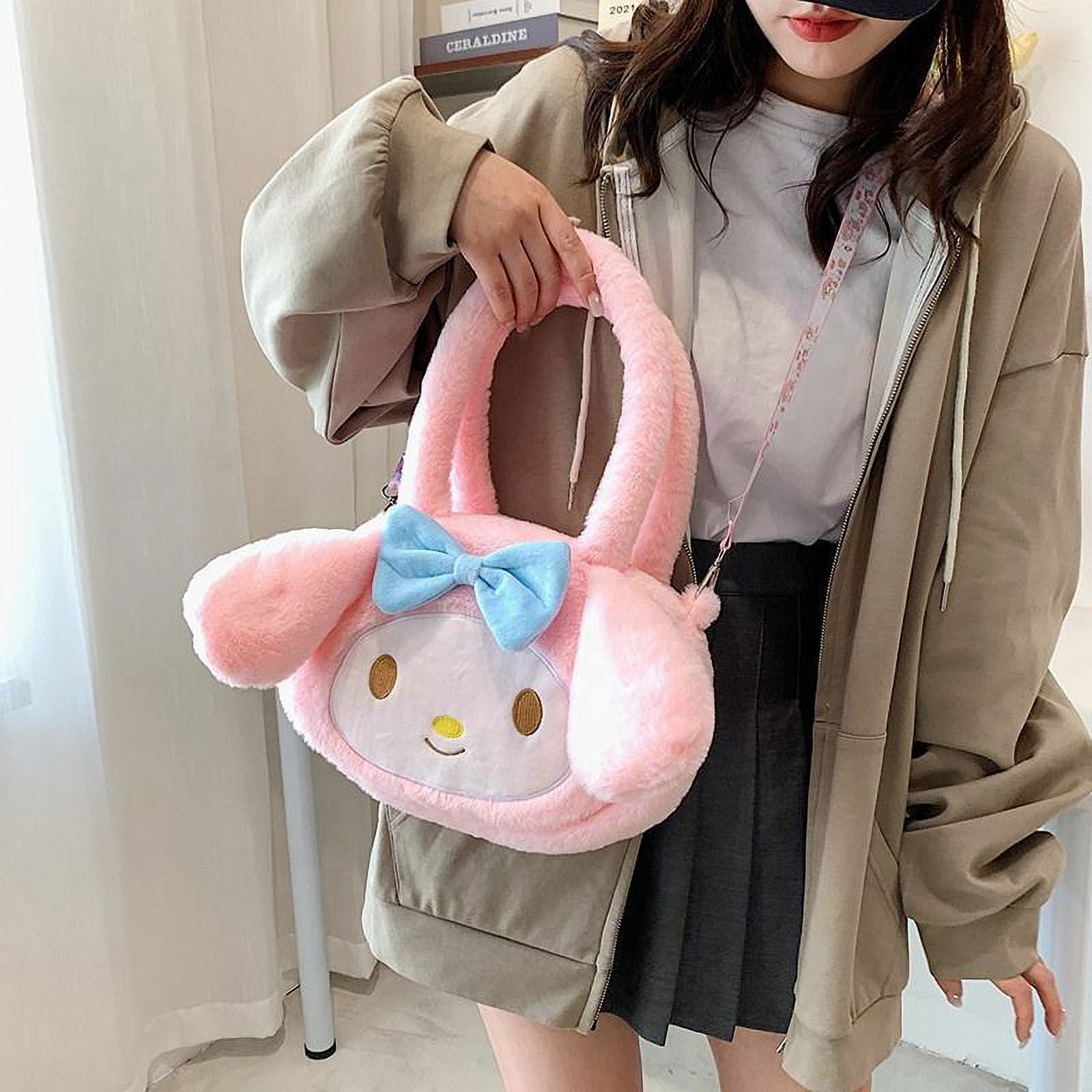Cute Tote Bags for Women Sanrio Melody Fluffy Tote Bag Large Capacity Casual Shoulder Handbags Best Gift for Friends Kids Adult Birthday Gifts Walmart