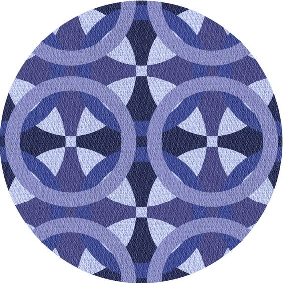 Ahgly Company Indoor Round Patterned Purple Mimosa Purple Area Rugs, 3' Round