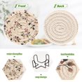 thumbnail image 4 of Yayeee 6 PCS Drink Coasters with Holder Set Woven Absorbent Round Tabletop Hot Pad, Floral Plaid, 4 of 7