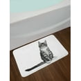 thumbnail image 2 of Kitty Bath Mat, Pattern of Single Animal Staring Straight into the Camera, Plush Bathroom Decor Mat with Non Slip Backing, 29.5" X 17.5", Charcoal Grey Pale Taupe, by Ambesonne, 2 of 2