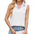 thumbnail image 3 of Camisa Sin Mangas con Botones para Mujer, Blusa con Cuello, Camisas Casuales de Oficina, Camiseta Básica Sin Mangas. XL, 3 of 10