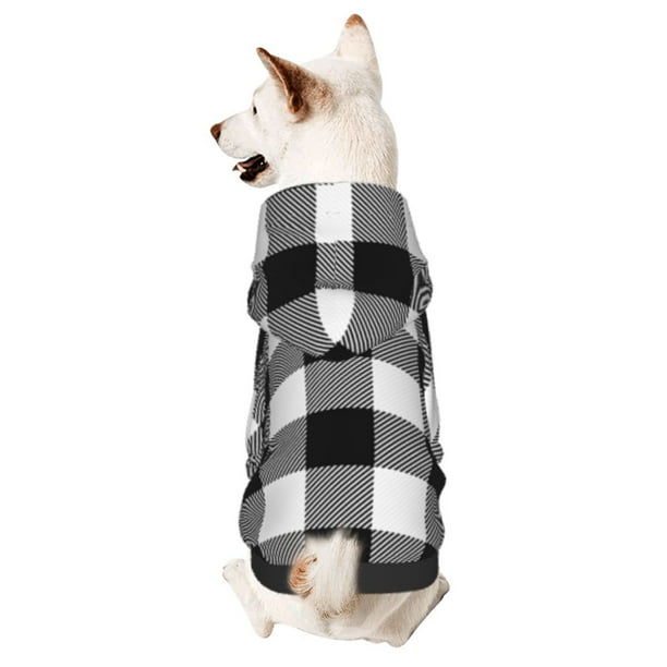 Balery White And Black Plaid Sudadera con Capucha para Perros Pequeños – Ropa para Mascotas, Disfraz para Perros y Gatos, Ideal para Fiestas y Cosplay-Medium