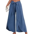 thumbnail image 4 of WTXUE Yoga Pants, Wide Leg Pants Women High Waisted Hippie Pants Boho Beach Plus Size Palazzo Pants, Sweatpants Womens Trousers Bell Bottoms, Blue, 4 of 8