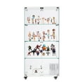 thumbnail image 6 of Hassch 4-Tier Glass Display Cabinet on Wheels, Modern Curio Cabinet with 2 Lockable Doors, White Floor Standing Glass Bookcase with 6pcs 3-Tier Acrylic Ladder Shelf Stand, 31.5"L x 14.2"W x 65.1"H, 6 of 9