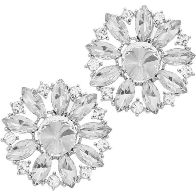 ZOUSSIQI 2pcs Removable Shoe Buckle Luxury Crystal Clips Decor Shoe Clips(White) CA919-56360