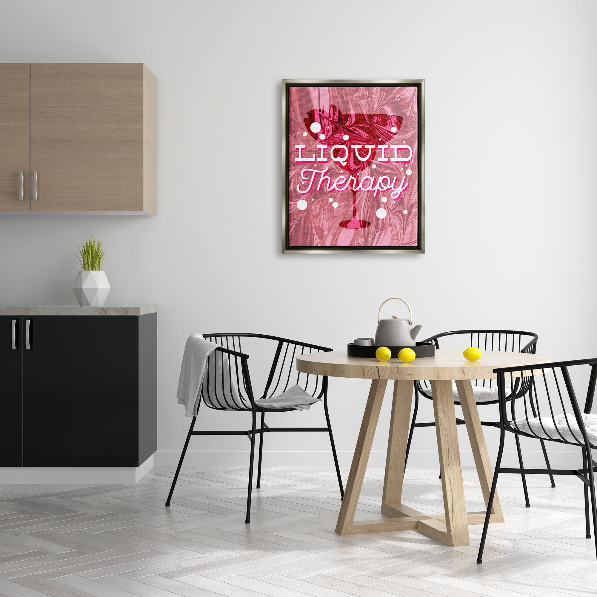 Stupell Industries Liquid Therapy Bold Pink Cocktail Food & Beverage Painting Gray Floater Framed Art Print Wall Art