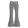 thumbnail image 4 of XAOFW Girls Back To School Flared Pants Elastic Waist Slim Fit Striped Wide Leg Trousers Uniform Pants For Girls Kids Stylish Bottoms 7-8 Years, 4 of 6