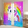 thumbnail image 2 of Homewish Cute Cartoon Unicorn Blackout Curtains Set of 2 (52x84 Each),Colorful Rainbow Window Curtains,Starry Night Curtains and Drapes For Girls Kids,Microfiber Bedroom Decor, 2 of 6