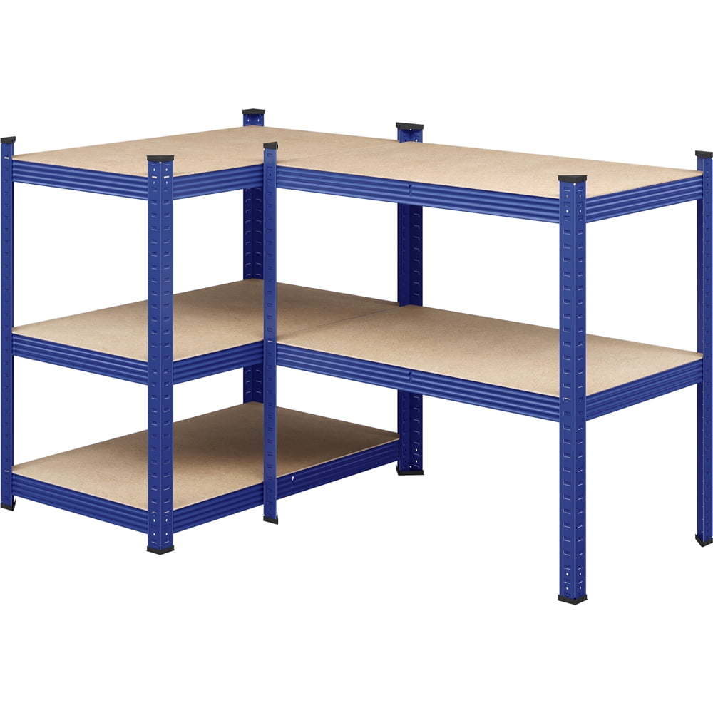 Yaheetech 5 Tier Metal Storage Rack with Adjustable Shelves, Set of 3, Blue