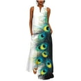 thumbnail image 2 of Dress for Women Print Sleeveless V-Neck Dress Trendy Outfit Green L, 2 of 4