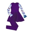 thumbnail image 3 of Aislor Kids Girls Two Pieces Swimsuit Floral Printed Rash Guard Skirts with Legging for Seaside Holiday 6-16 Purple 16, 3 of 7