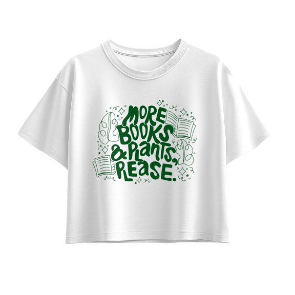 Instant Message - More Books and Plants Please Short Sleeve Boxy Graphic T-Shirt