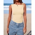 thumbnail image 3 of FreshPretty Spring Tops for Women Asymmetrical Neck Sleeveless Going Out Summer Outfits Casual Ruched Y2k Tank Top Clothes, 3 of 9