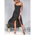 thumbnail image 2 of Women's High Low Ruffled Hem Midi Cami Dress with Slit Flowy Fit 100% Polyester Easy Care Machine Wash for Summer, 2 of 14