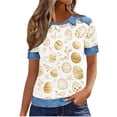 thumbnail image 4 of Mifsaly Waffle-Knit Easter Shirts for Women Floral and Cute Animal Printed T-Shirts Collared Short Sleeve Casual Tops Happy Festival Basic Tee XL, 4 of 6