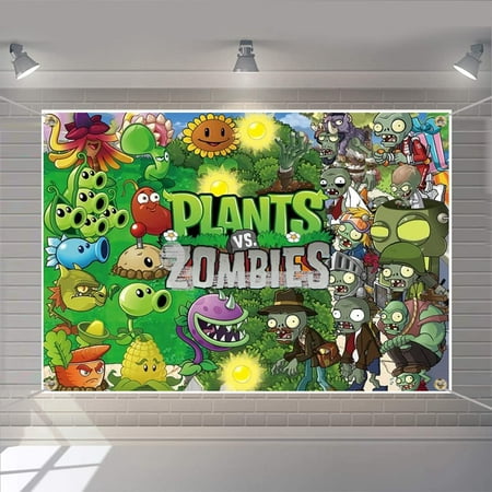 Image of Plants Game Theme Party Backdrop PVZ Poster Zombie