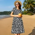 thumbnail image 4 of Naloa Similar To Leopard Print Print Womens Summer A-Line Dress with Pockets,Short Sleeve Dresses,Flowy Beach Swing Dress for Vacation Travel, 4 of 6