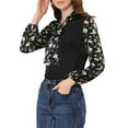 thumbnail image 4 of INSPIRE CHIC Women's Shirt Contrast Panel Long Sleeve Floral Blouses, 4 of 5