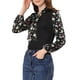 thumbnail image 4 of Blusa Floral de Manga Larga con Panel Contrastante para Mujeres INSPIRE CHIC Negra M, 4 of 5