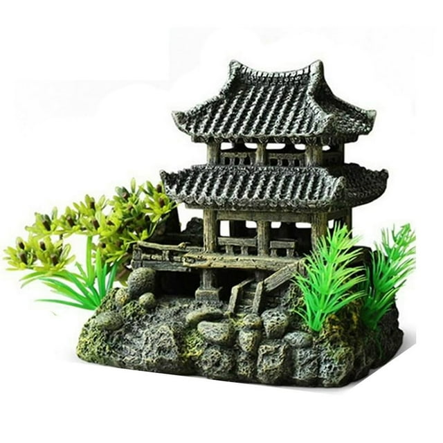 POINTERTECK House Model Ornament Resin Simulation House Model Aquarium Decoration Fish Tank Landscape Ornament