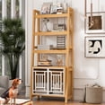 thumbnail image 2 of Shelving Units, Modern 2 IN 1 Dog Furniture Dog Crate Ladder Bookshelf, Tall Wood Display Shelf with Storage, Dog Kennel Bookcase for Small-sized Dogs up to 50lbs, 32.5"L, Display Shelves, 2 of 15