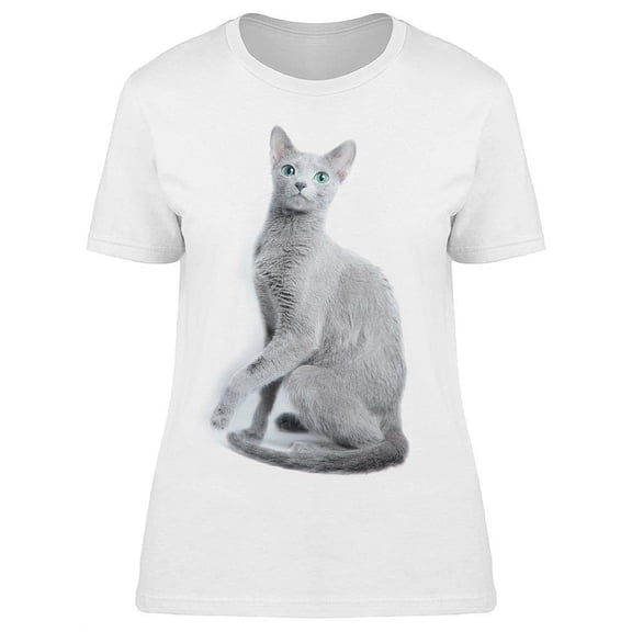 Light Grey Russian Blue Cat T-Shirt Women -Image by Shutterstock, Female Large
