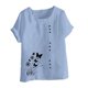 thumbnail image 4 of Vestidos Casuales Para Mujer, Blusas De Mujer De Moda Blusa informal de lino con cuello redondo, manga corta y botones para mujer, 4 of 4
