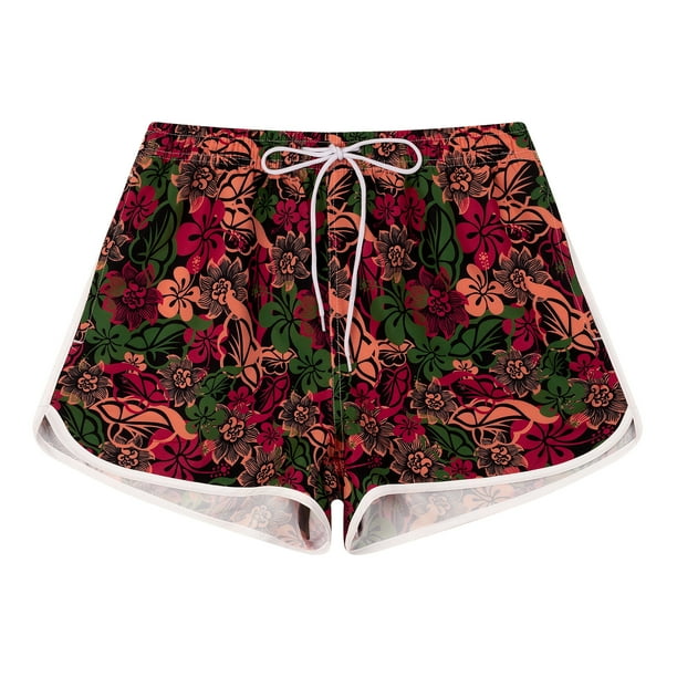 MADHERO Women’s Board Shorts Print Swim Shorts with Pockets Orange