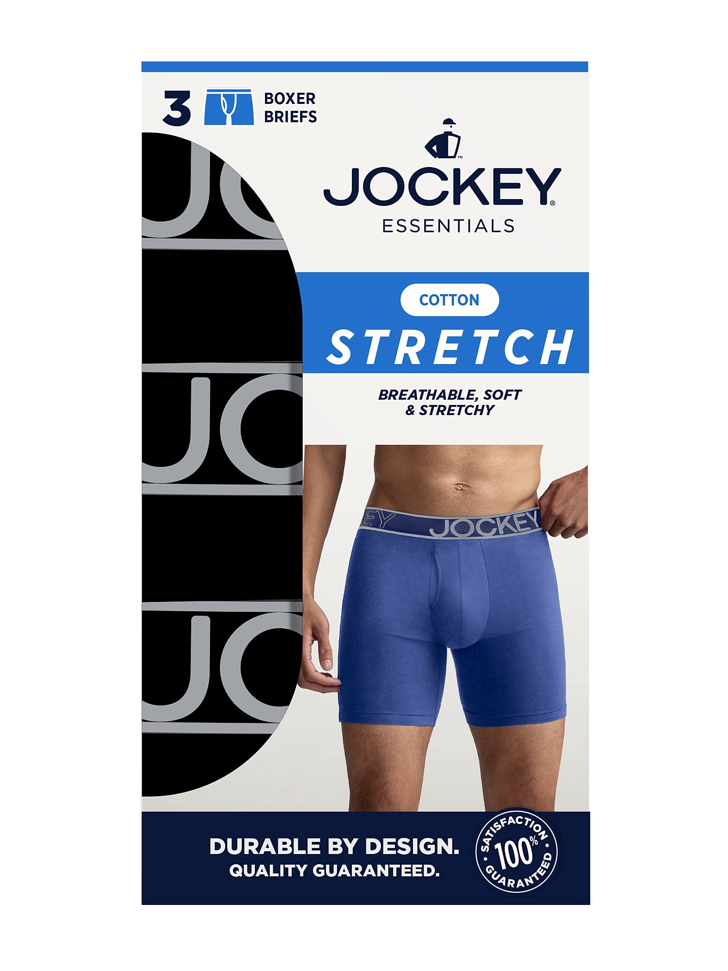 Jockey Essentials Men's Cotton Stretch 6" Boxer Brief - 3 Pack