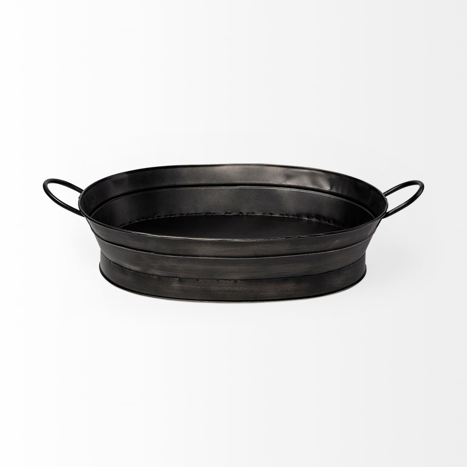 Mercana Reno 20L x 14W Black Metal Vintage Inspired Basket