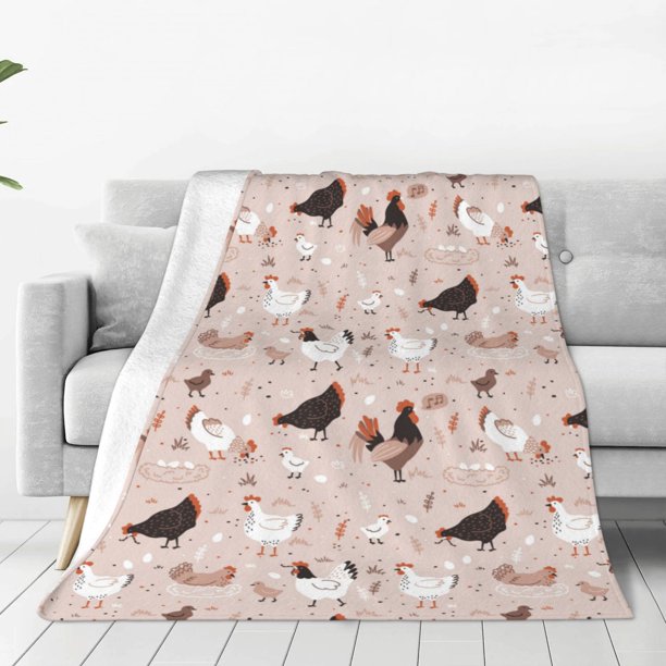 Balery Funny Chicken Manta de Felpa Suave y Acogedora – Cobija de Franela Aterciopelada para Cama, Lavable y Cálida para Sofá, Mascotas, Transpirable-80"x60"