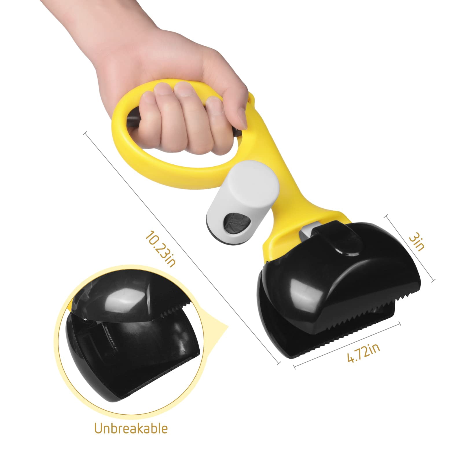 Pet Pooper Scooper for Dogs & Cats - High Strength, Non-Breakable Waste Disposal Scoop with Built-in Bag Holder for Easy Pick Up on Grass & Gravel