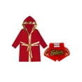 thumbnail image 2 of Doomiva Kids Boys Boxing Uinforms Boxing Match Costume Boxer Fancy Dress Up Hooded Belt Cloak and Shorts Set Burgundy 16, 2 of 4