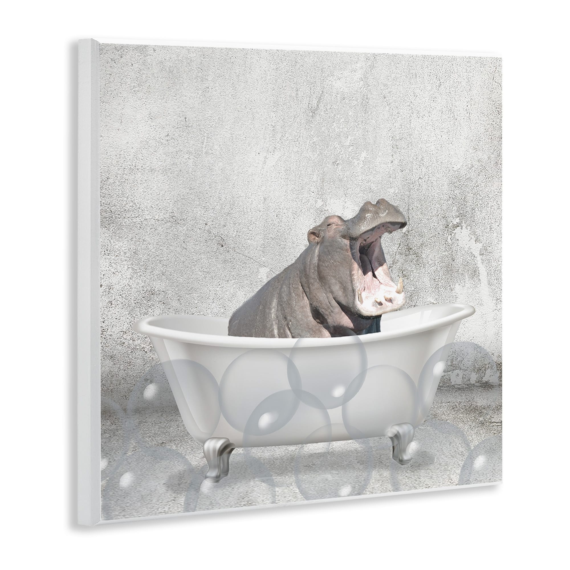 Stupell Industries Baby Hippo Bath Time Cute Animal Design Wall Plaque by Kim Allen