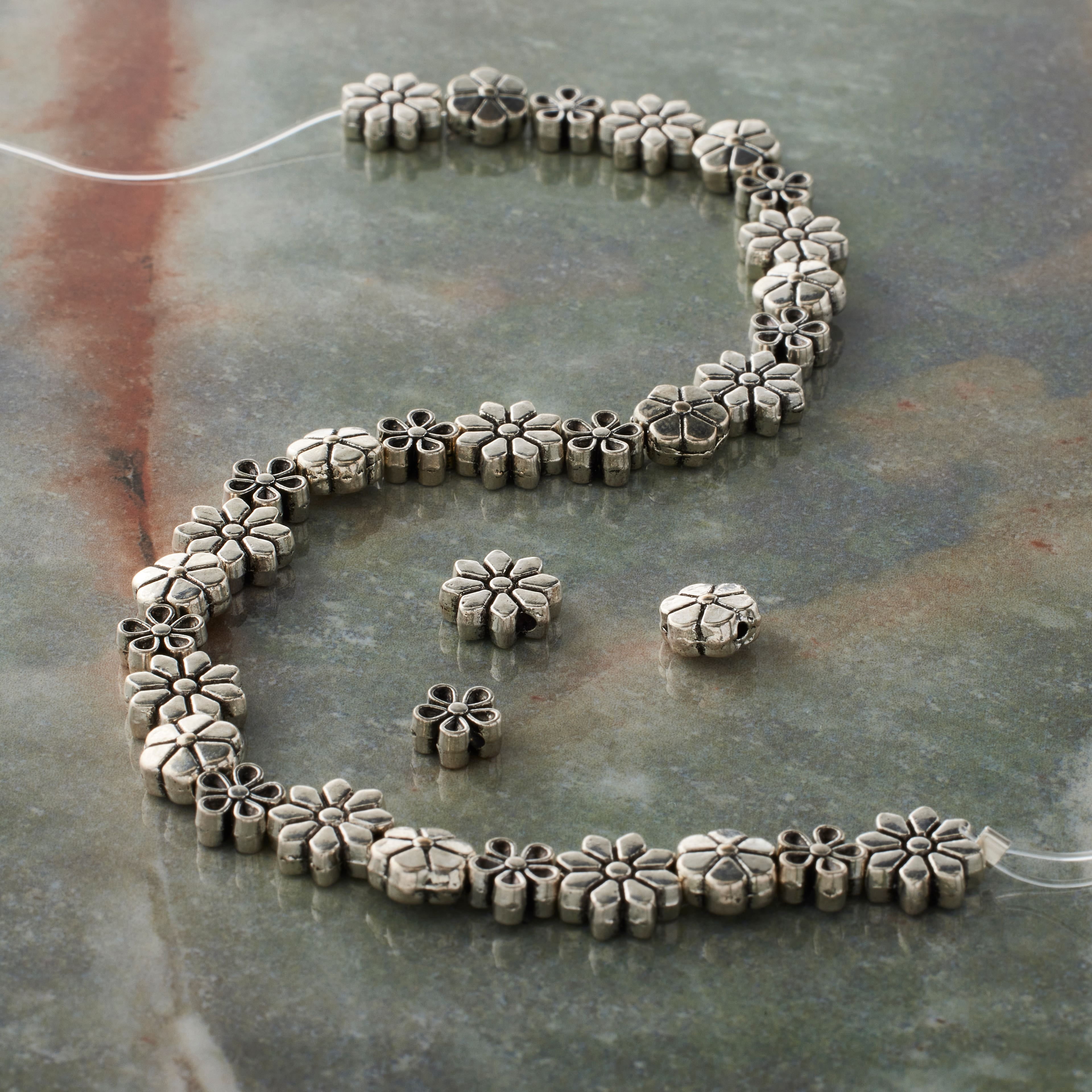 Bead Landing Silver Metal Flower Beads, 12 Packs: 32 ct. (384 total)