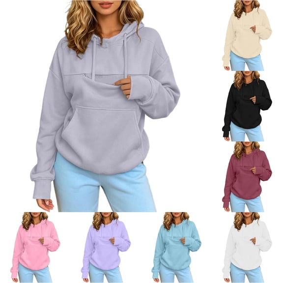 Bigetiay Women's Pet Hoodie Carrier, Animal Holder Hood Kangaroo Pouch Hoodie Long Sleeve Pullover Sweatshirt Winter Clothes, Size S