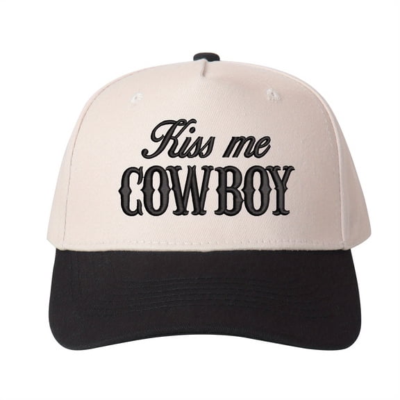 KISS ME COWBOY Embroidered Trucker Hat | Flirty Western Women's Hat, Adjustable Fashion Cowgirl Style Cap