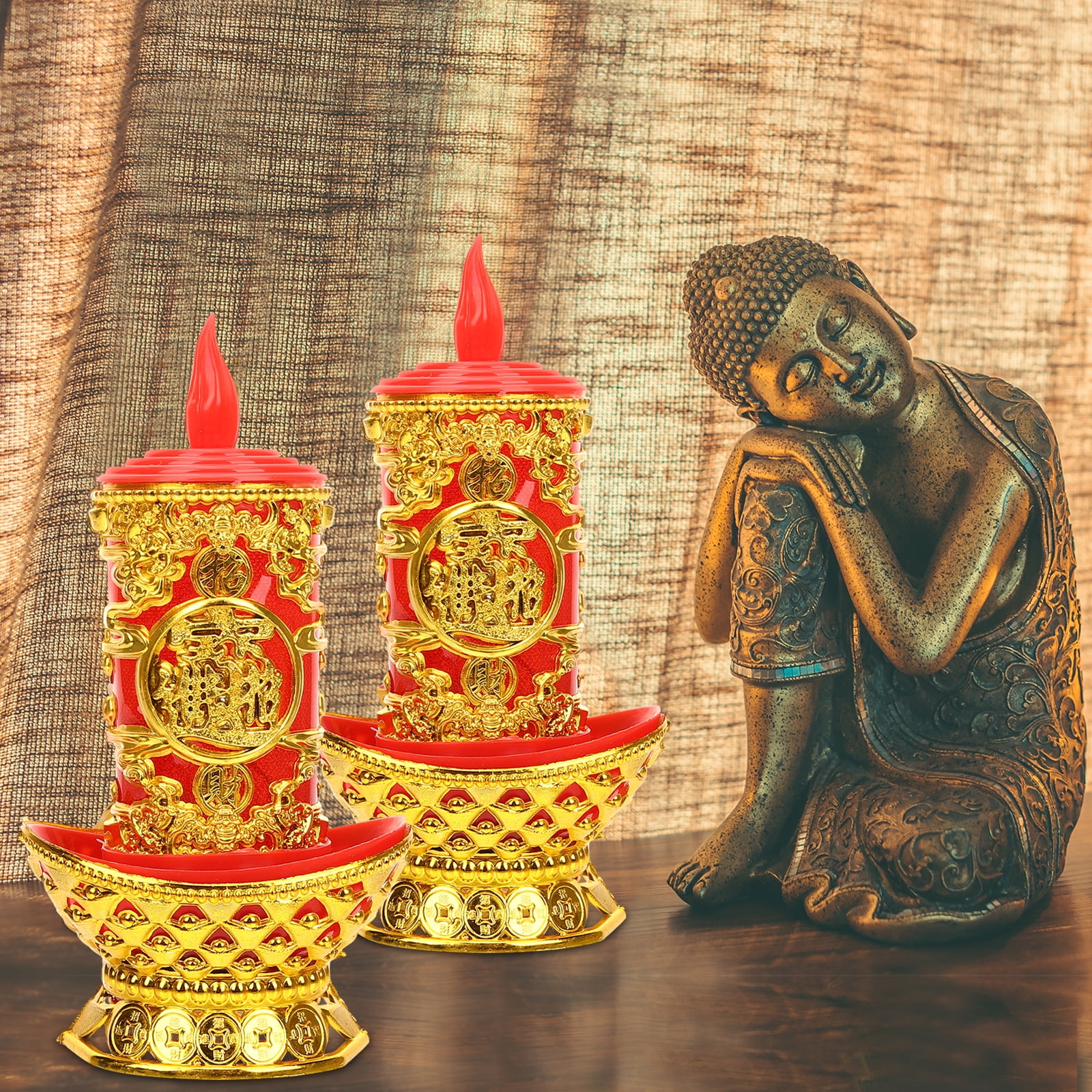 2 Pcs Sacrificial Lamp Retro Candle Lamps Buddhist Hall Decoration